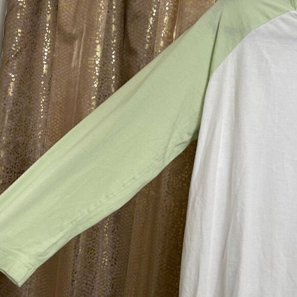 PINK Victorias Secret Light Green White Baseball Style T Shirt XS - Picture 4 of 5